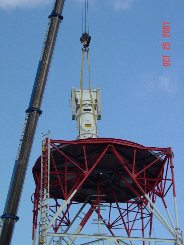 Pedestal Being Hoisted